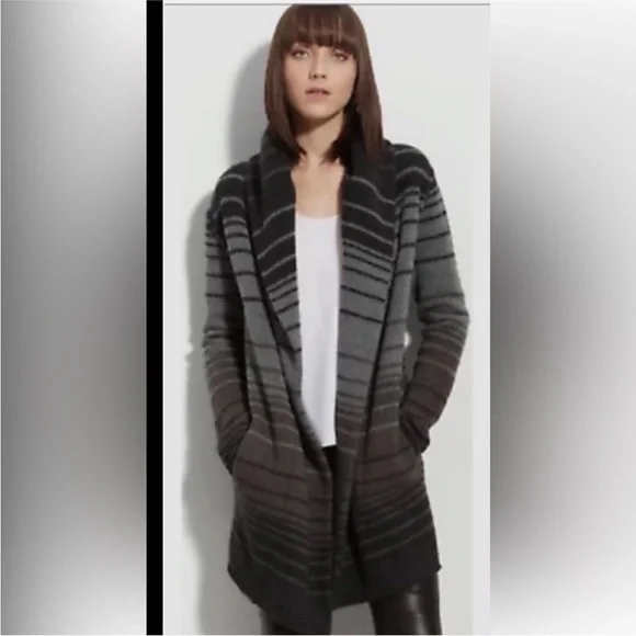 VINCE Yak/Wool Tan Taupe Ombre Hooded Cardigan Sz Small - Picture 13 of 13